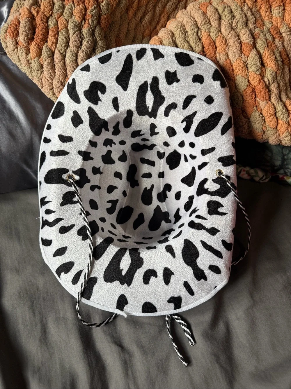 Kids Cow Print Cowboy Hat - Black and White